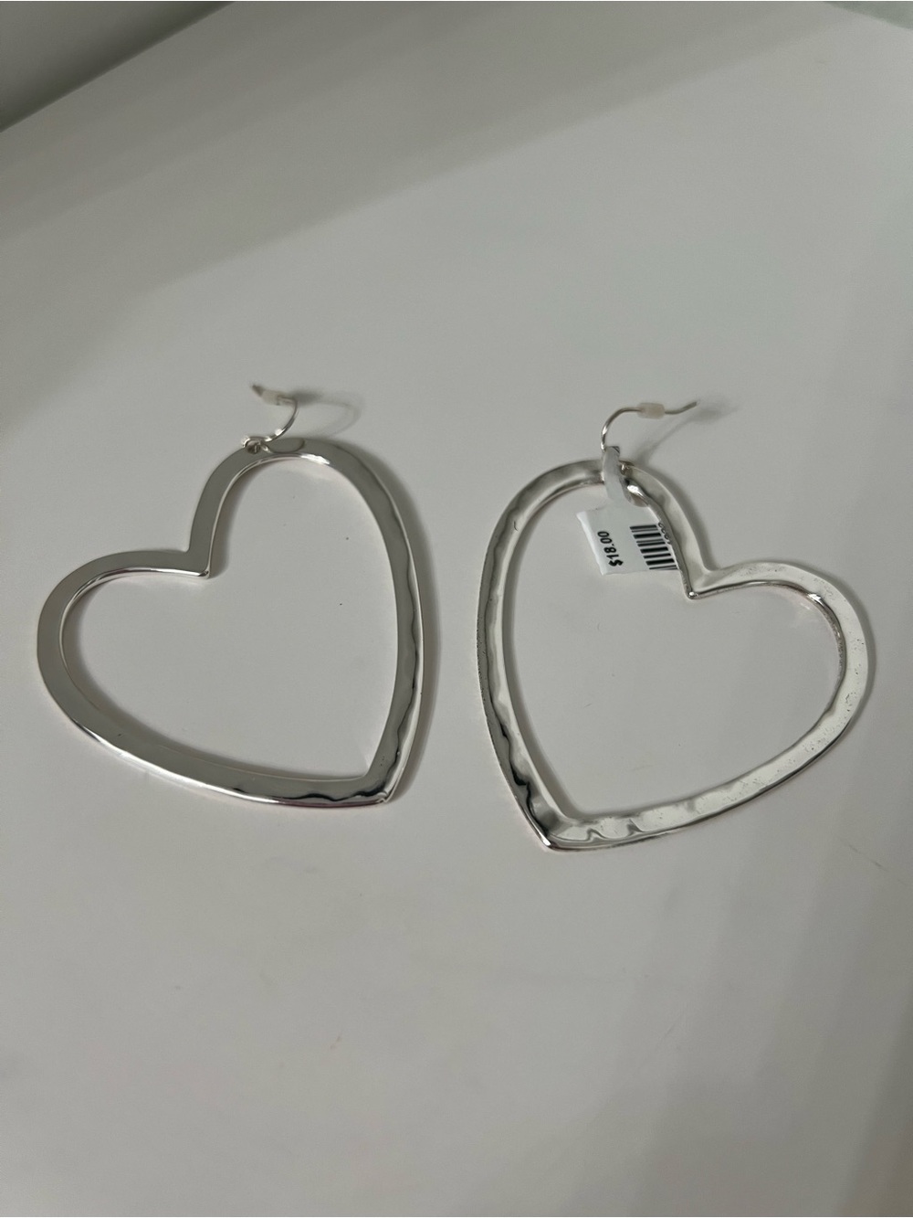 New Large Silver Heart Hoop Earrings